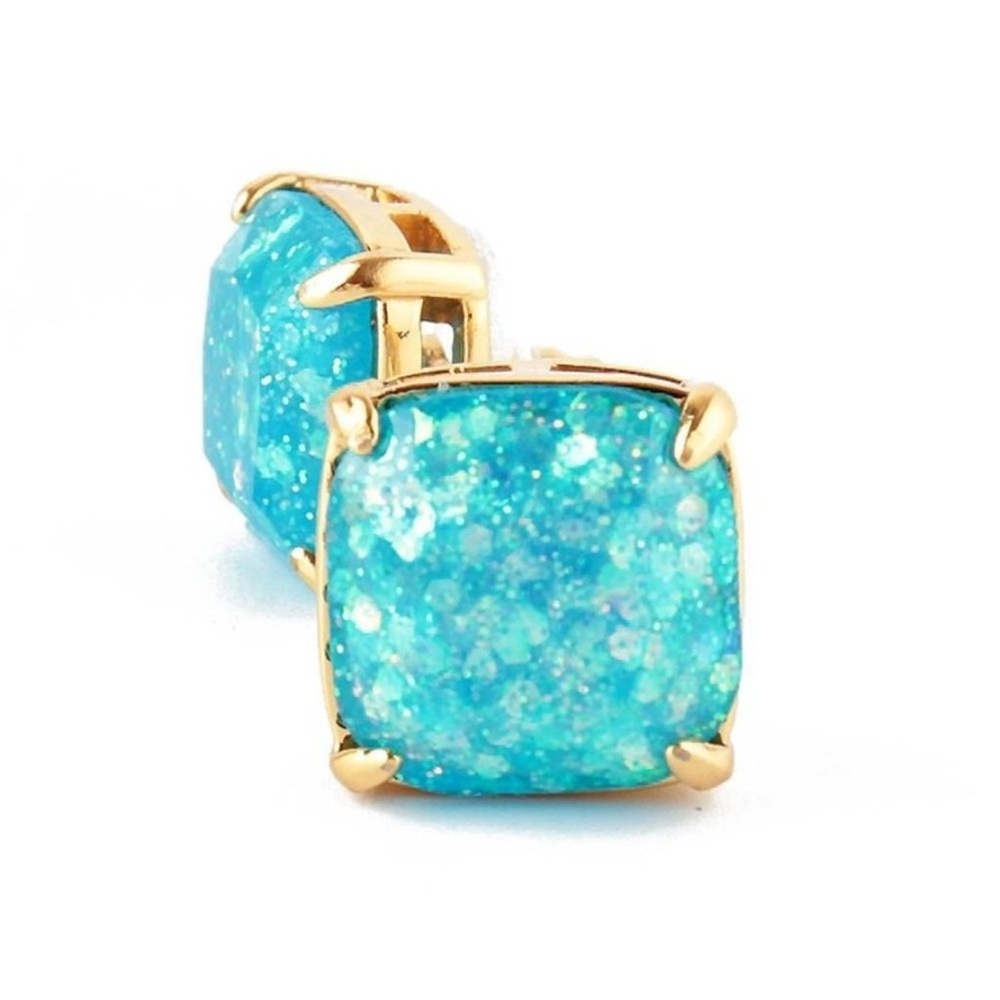 Kate Spade Mini Aqua Blue Glitter Stud Earrings